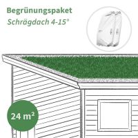 24 m² Dachbegrünungspaket für ein Schrägdach mit 4 - 15° Dachneigung