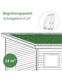 24 m² Dachbegrünungspaket für ein Schrägdach mit 4 - 15° Dachneigung